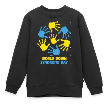 Empreintes de mains de la Journée mondiale du syndrome de Down - Sweat Premium enfant bio - noir - Devant - AI Model Kid Female (0cm)