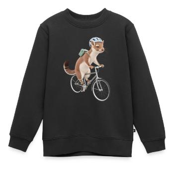 Wiesel - Kinder Premium Organic Sweatshirt - Schwarz - Vorne - AI Model Kid Female (0cm)