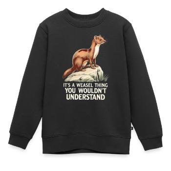 Wiesel - Kinder Premium Organic Sweatshirt - Schwarz - Vorne - AI Model Kid Female (0cm)