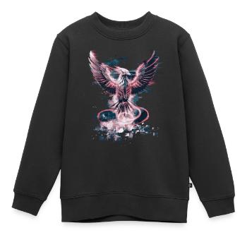 Cyber Phoenix – Digitale Wiedergeburt & Tech-Aufstieg - Kinder Premium Organic Sweatshirt - Schwarz - Vorne - AI Model Kid Female (0cm)