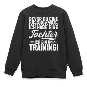 Papa Tochter Vatertag Vaterschaft Elternteil - Kinder Premium Organic Sweatshirt - Schwarz - Vorne - AI Model Kid Female (0cm)