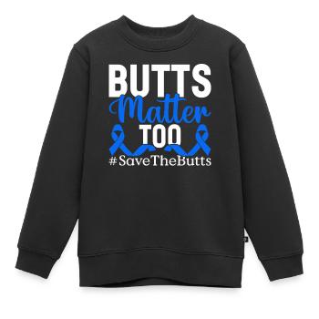Les fesses comptent trop Ruban bleu Intestin Colorectal - Sweat Premium enfant bio - noir - Devant - AI Model Kid Female (0cm)