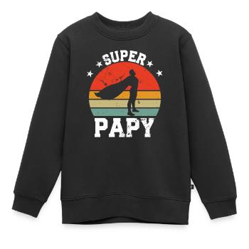 Super papa - Sweat Premium enfant bio - noir - Devant - AI Model Kid Female (0cm)