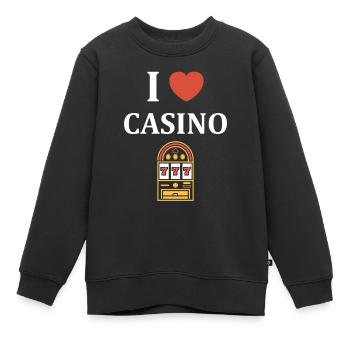 Casino - Sweat Premium enfant bio - noir - Devant - AI Model Kid Female (0cm)