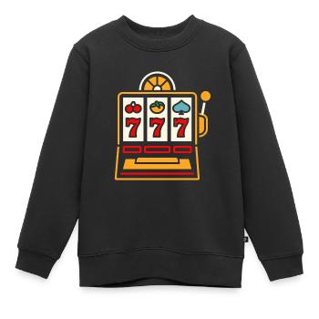 Casino - Sweat Premium enfant bio - noir - Devant - AI Model Kid Female (0cm)