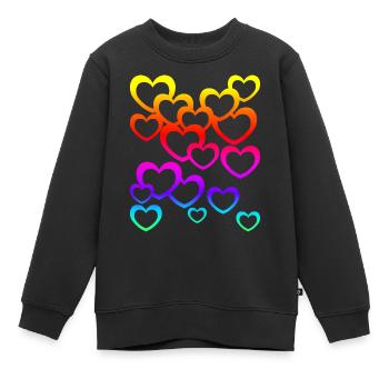 Colorful Hearts Gradient Rainbow Heart Icon - Kids Premium Organic Sweatshirt - black - Front - AI Model Kid Female (0cm)