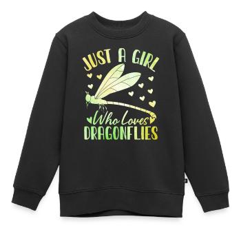 Funny Dragonfly Girls Entomologist Flying Insect - Kids Premium Organic Sweatshirt - black - Front - AI Model Kid Female (0cm)