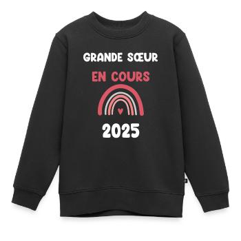 2025 Big Sister Pregnancy Announcement - Kids Premium Organic Sweatshirt - black - Front - AI Model Kid Female (0cm)