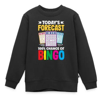 100 % de chances de prédiction de bingo - Sweat Premium enfant bio - noir - Devant - AI Model Kid Female (0cm)