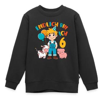 6 Years Farmer Finally 6 Boy Birthday Motif - Kids Premium Organic Sweatshirt - black - Front - AI Model Kid Female (0cm)