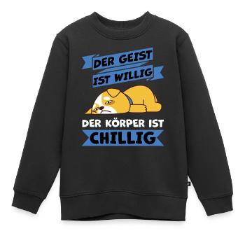 körper chillig haha ich piss mich - Kinder Premium Organic Sweatshirt - Schwarz - Vorne - AI Model Kid Female (0cm)