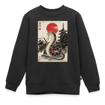 Samurai - Kinder Premium Organic Sweatshirt - Schwarz - Vorne - AI Model Kid Female (0cm)