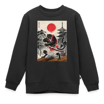 Samurai - Kinder Premium Organic Sweatshirt - Schwarz - Vorne - AI Model Kid Female (0cm)