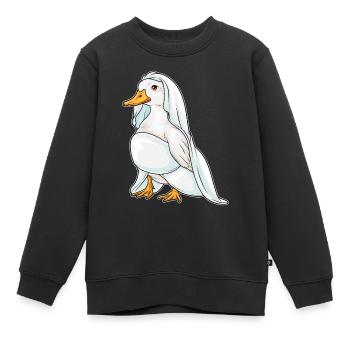 Canard Voile de mariée Mariage - Sweat Premium enfant bio - noir - Devant - AI Model Kid Female (0cm)