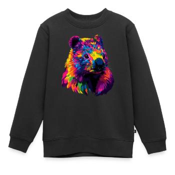 Wombat Australie Marsupial Mignon Wombat - Sweat Premium enfant bio - noir - Devant - AI Model Kid Female (0cm)