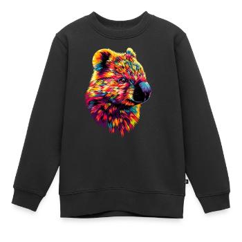 Wombat Australie Marsupial Mignon Wombat - Sweat Premium enfant bio - noir - Devant - AI Model Kid Female (0cm)