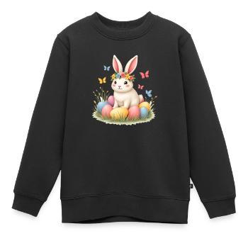 Lapin de Pâques Lapin de Pâques Pâques - Sweat Premium enfant bio - noir - Devant - AI Model Kid Female (0cm)