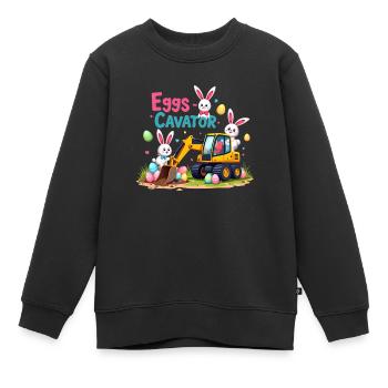 Eggs Cavator Osterhasen Bagger Eierkreiskreis - Kinder Premium Organic Sweatshirt - Schwarz - Vorne - AI Model Kid Female (0cm)
