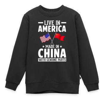 Drôle Sino-Américain Double Nationalité Asiatique - Sweat Premium enfant bio - noir - Devant - AI Model Kid Female (0cm)