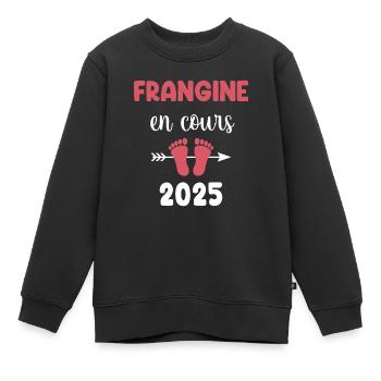 Laufende Ankündigung der Schwangerschaft von Schwester 2025 - Kinder Premium Organic Sweatshirt - Schwarz - Vorne - AI Model Kid Female (0cm)