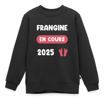 Laufend 2025 Frangine gibt Schwangerschaft bekannt - Kinder Premium Organic Sweatshirt - Schwarz - Vorne - AI Model Kid Female (0cm)