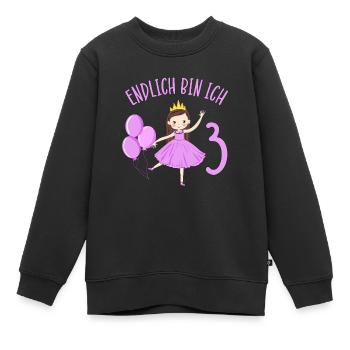 Chemise d’anniversaire princesse enfin 3 ans fille - Sweat Premium enfant bio - noir - Devant - AI Model Kid Female (0cm)