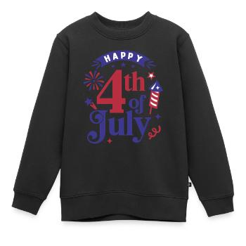 Frohen 4. Juli - Kinder Premium Organic Sweatshirt - Schwarz - Vorne - AI Model Kid Female (0cm)