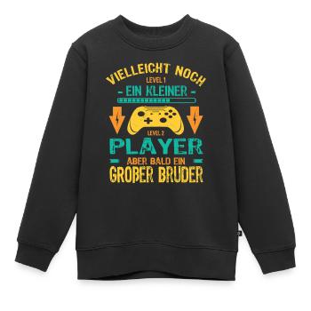 Only child complete I'll soon be a big brother - Kids Premium Organic Sweatshirt - black - Front - AI Model Kid Female (0cm)