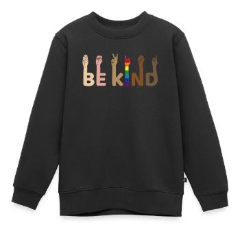 Arc-en-ciel LGBT Soyez gentil - Sweat Premium enfant bio - noir - Devant - AI Model Kid Female (0cm)