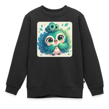 Paons Paon - Sweat Premium enfant bio - noir - Devant - AI Model Kid Female (0cm)