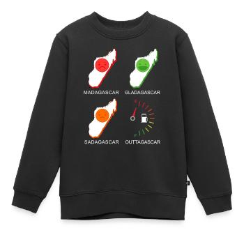 Madagascar Stimmungslevel Glücklich bis Ohne Sprit - Kinder Premium Organic Sweatshirt - Schwarz - Vorne - AI Model Kid Female (0cm)