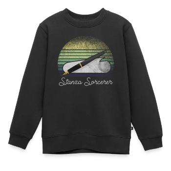 Poésie Slam Stanza Sorcier Slam Poésie - Sweat Premium enfant bio - noir - Devant - AI Model Kid Female (0cm)