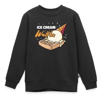 Eiscreme Waffeln Sirup Frühstückswaffeln - Kinder Premium Organic Sweatshirt - Schwarz - Vorne - AI Model Kid Female (0cm)
