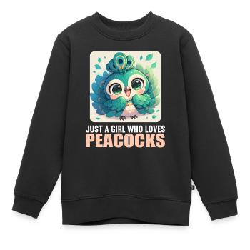 Paons Paon - Sweat Premium enfant bio - noir - Devant - AI Model Kid Female (0cm)
