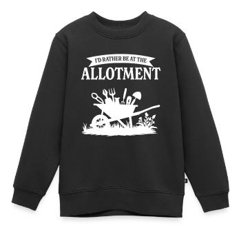 Ich wäre lieber im Schrebergarten - Kinder Premium Organic Sweatshirt - Schwarz - Vorne - AI Model Kid Female (0cm)