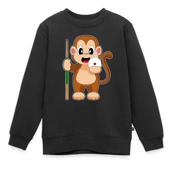 Affe Billiard Queue - Kinder Premium Organic Sweatshirt - Schwarz - Vorne - AI Model Kid Female (0cm)