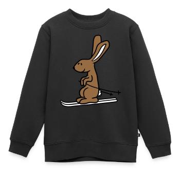 lapin ski lapin ski hiver ski neige - Sweat Premium enfant bio - noir - Devant - AI Model Kid Female (0cm)