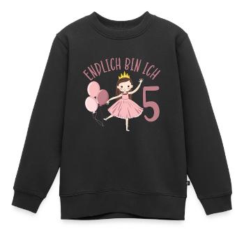 Prinzessin Geburtstagshirt Endlich 5 Jahre Mädchen - Kinder Premium Organic Sweatshirt - Schwarz - Vorne - AI Model Kid Female (0cm)