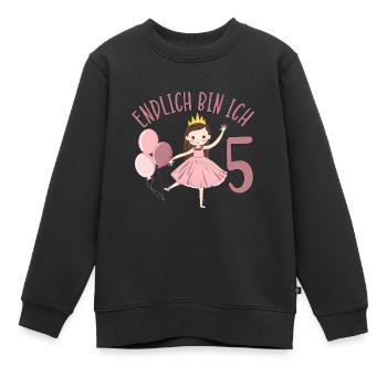 Chemise d’anniversaire princesse enfin 5 ans fille - Sweat Premium enfant bio - noir - Devant - AI Model Kid Female (0cm)