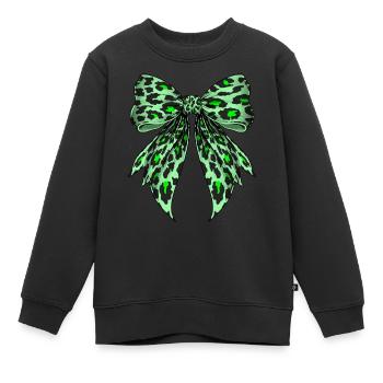 Coquette Bow Guépard Imprimé Animal Vert Anis - Sweat Premium enfant bio - noir - Devant - AI Model Kid Female (0cm)
