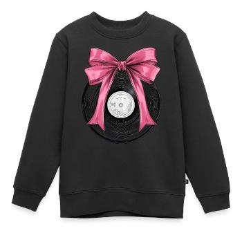 Tourne-disque vinyle Coquette Bow - Sweat Premium enfant bio - noir - Devant - AI Model Kid Female (0cm)