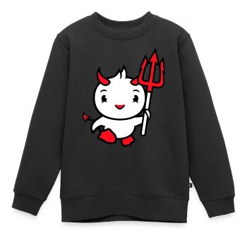 oiseau diable cornes satan trident enfer mal cool - Sweat Premium enfant bio - noir - Devant - AI Model Kid Female (0cm)