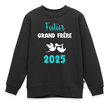 Future big brother 2025 stork pregnancy announcement - Kids Premium Organic Sweatshirt - black - Front - AI Model Kid Female (0cm)