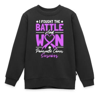 Ich habe die Schlacht gekämpft und das lila Band gewonnen - Kinder Premium Organic Sweatshirt - Schwarz - Vorne - AI Model Kid Female (0cm)