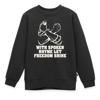 Poésie Slam Comptine parlée Poésie slam - Sweat Premium enfant bio - noir - Devant - AI Model Kid Female (0cm)