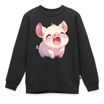 Cochon Cochon - Sweat Premium enfant bio - noir - Devant - AI Model Kid Female (0cm)