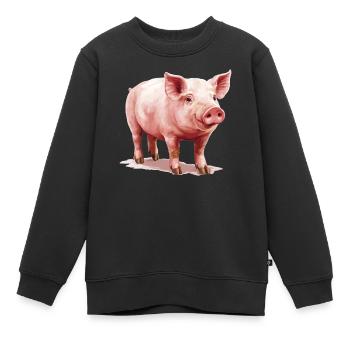 Cochon Cochon - Sweat Premium enfant bio - noir - Devant - AI Model Kid Female (0cm)