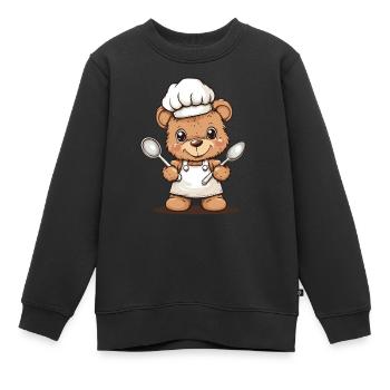 Cuisson de l’ours avec des cuillères - Sweat Premium enfant bio - noir - Devant - AI Model Kid Female (0cm)
