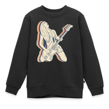 Bassist Bassist Gitarrist Gitarre Retro - Kinder Premium Organic Sweatshirt - Schwarz - Vorne - AI Model Kid Female (0cm)