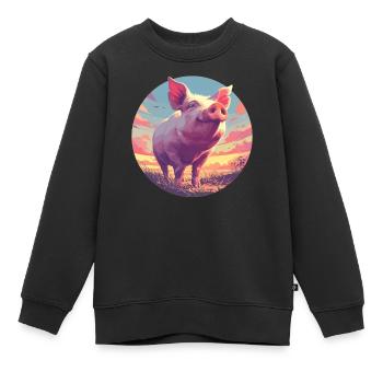 Schweine Schwein - Kinder Premium Organic Sweatshirt - Schwarz - Vorne - AI Model Kid Female (0cm)